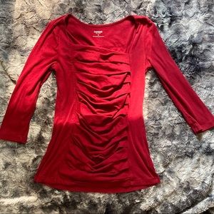 Express Sexy Basic Red Ruffled Blouse. Size Large
